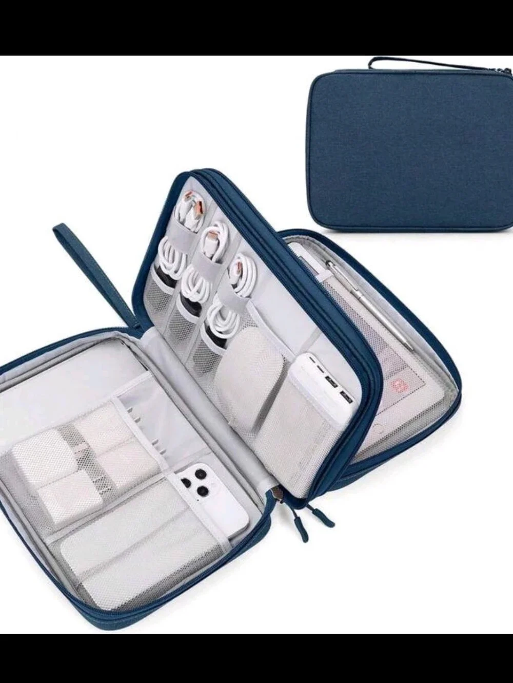 PORTABLE ELECTRONICS ACCESSORY ORGANIZER- GRAY COLOR 